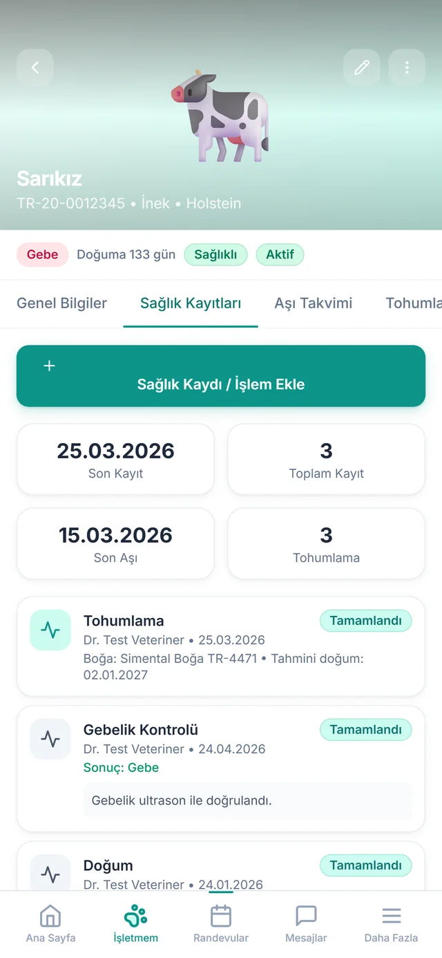 Hayvan detay ekranı